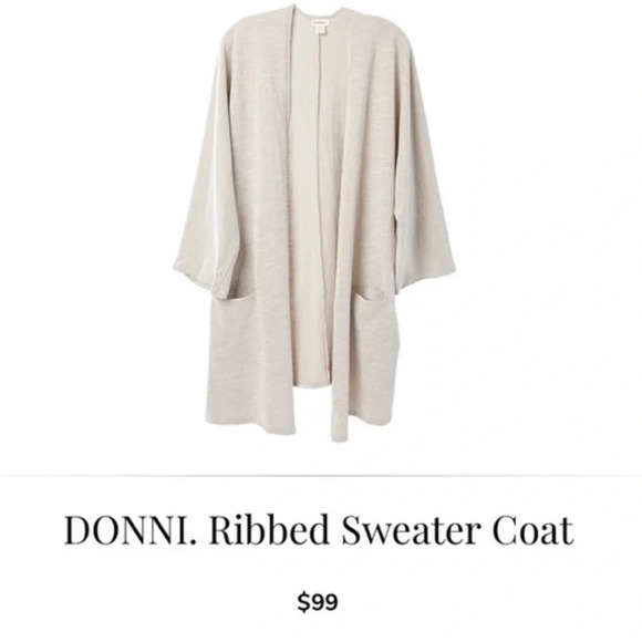 DONNI. • Ribbed Sweater Coat Cardigan - Picture 3 of 9